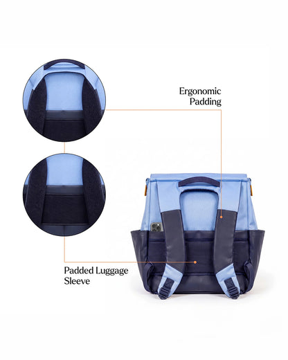 Loopie Robin Diaper Bag-Backpack With Foldable Diaper Mat-Multiple Compartments & Insulated Pockets-Blue Frost