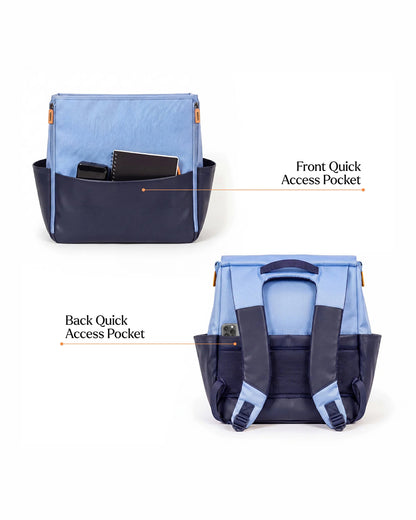 Loopie Robin Diaper Bag-Backpack With Foldable Diaper Mat-Multiple Compartments & Insulated Pockets-Blue Frost