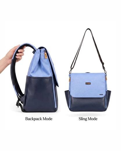 Loopie Robin Diaper Bag-Backpack With Foldable Diaper Mat-Multiple Compartments & Insulated Pockets-Blue Frost