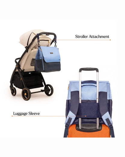 Loopie Robin Diaper Bag-Backpack With Foldable Diaper Mat-Multiple Compartments & Insulated Pockets-Blue Frost
