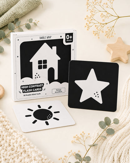 Babble Wrap Things Around Us Flash Cards-20 High Contrast Images-Boosts Brain Skills-Learning & Educational Toys-0 to 3M