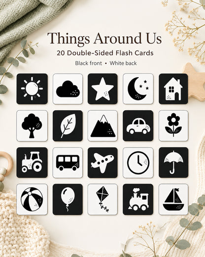 Babble Wrap Things Around Us Flash Cards-20 High Contrast Images-Boosts Brain Skills-Learning & Educational Toys-0 to 3M