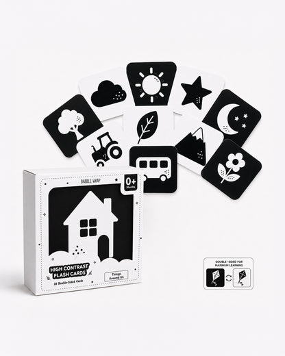 Babble Wrap Things Around Us Flash Cards-20 High Contrast Images-Boosts Brain Skills-Learning & Educational Toys-0 to 3M