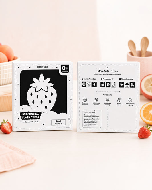 Babble Wrap Vegetable & Fruits Flash Cards-20 High Contrast Images-Boosts Brain Skills-Learning & Educational Toys-0 to 3M