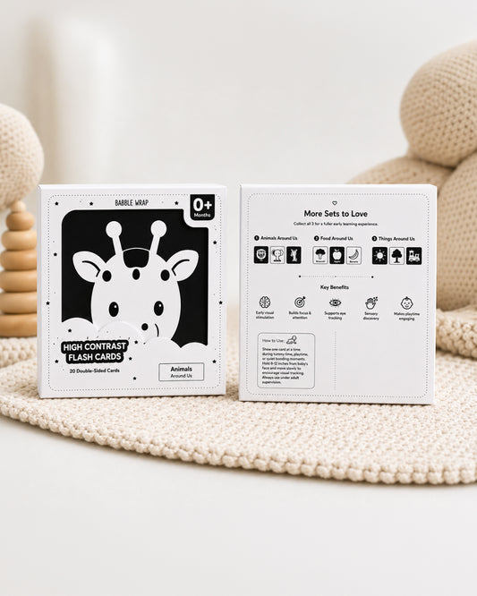 Babble Wrap Animals Flash Cards-20 High Contrast Images-Boosts Brain Skills-Learning & Educational Toys-0 to 3M