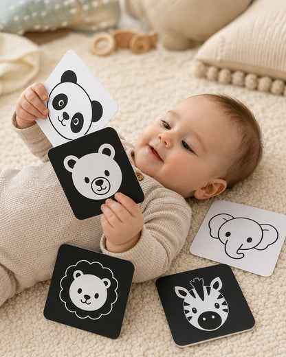 Babble Wrap Animals Flash Cards-20 High Contrast Images-Boosts Brain Skills-Learning & Educational Toys-0 to 3M