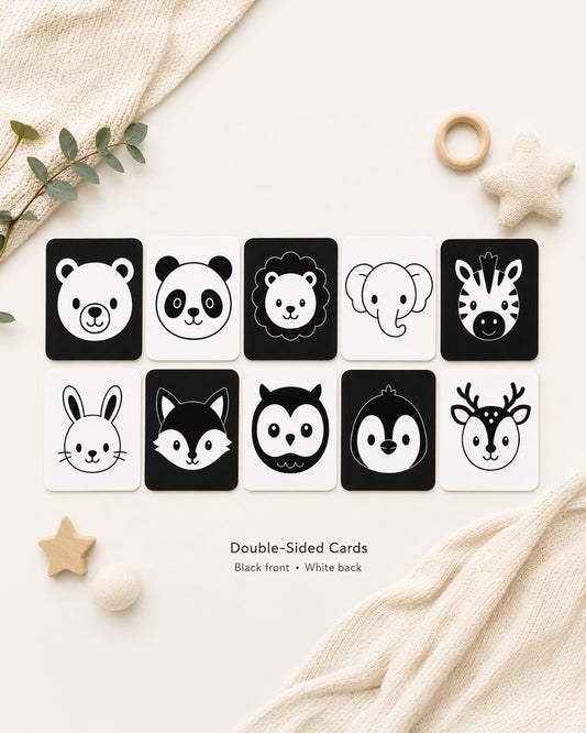 Babble Wrap Animals Flash Cards-20 High Contrast Images-Boosts Brain Skills-Learning & Educational Toys-0 to 3M