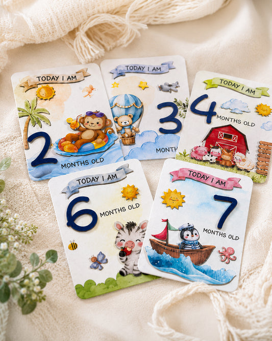 Babble Wrap Whimsical 3D Baby Milestone Cards-12 Illustrated Cards For Newborn