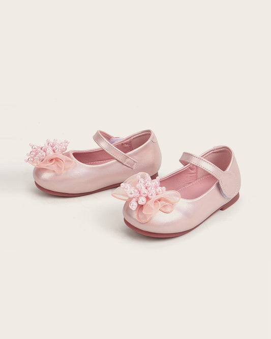 NINO BELLO Pink Pearly Velcro Bellies For Infants