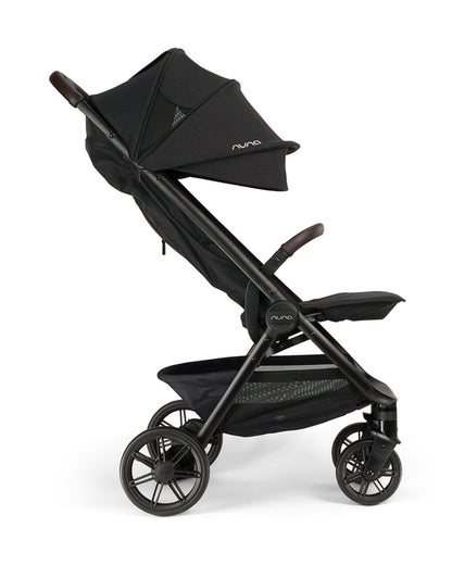 Nuna TRVL URBN Cabin Friendly Stroller-2026 Edition-One Hand Fold-Flat Reclining Seat-Travel System Compatible-10 kg Storage Basket-Includes Travel Bag & Rain Cover-2 Years Warranty-For 0 to 4Y (Upto 22 kg)-Caviar