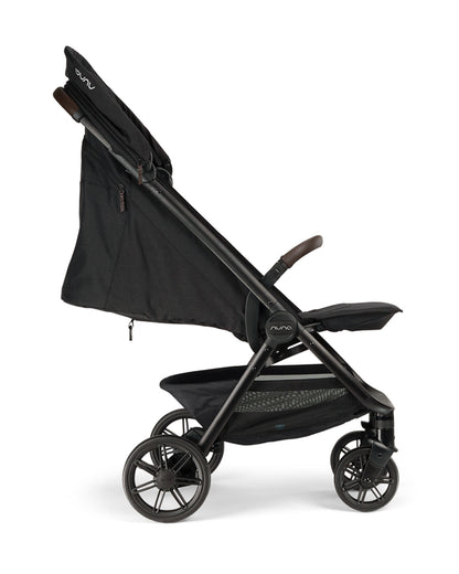Nuna TRVL URBN Cabin Friendly Stroller-2026 Edition-One Hand Fold-Flat Reclining Seat-Travel System Compatible-10 kg Storage Basket-Includes Travel Bag & Rain Cover-2 Years Warranty-For 0 to 4Y (Upto 22 kg)-Caviar