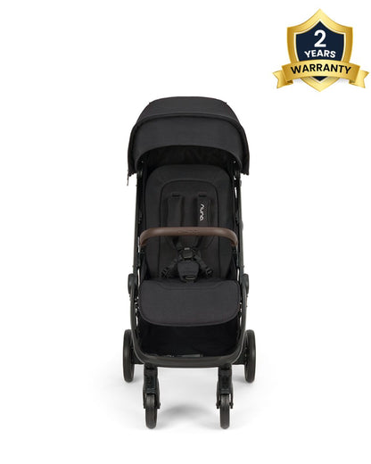 Nuna TRVL URBN Cabin Friendly Stroller-2026 Edition-One Hand Fold-Flat Reclining Seat-Travel System Compatible-10 kg Storage Basket-Includes Travel Bag & Rain Cover-2 Years Warranty-For 0 to 4Y (Upto 22 kg)-Caviar