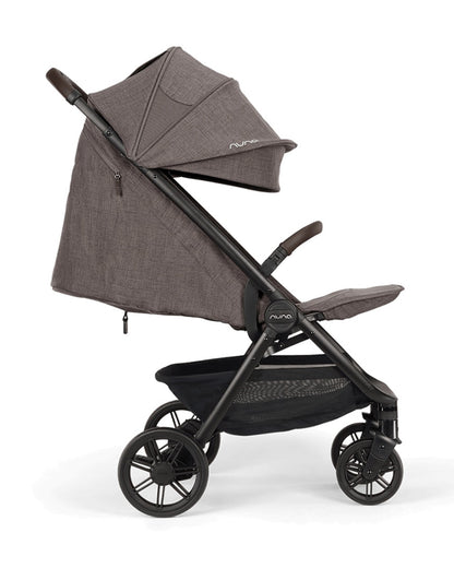 Nuna TRVL URBN Cabin Friendly Stroller-2026 Edition-One Hand Fold-Flat Reclining Seat-Travel System Compatible-10 kg Storage Basket-Includes Travel Bag & Rain Cover-2 Years Warranty-For 0 to 4Y (Upto 22 kg)-Chestnut