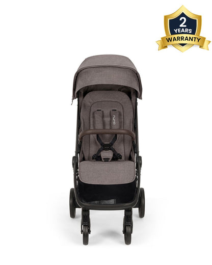 Nuna TRVL URBN Cabin Friendly Stroller-2026 Edition-One Hand Fold-Flat Reclining Seat-Travel System Compatible-10 kg Storage Basket-Includes Travel Bag & Rain Cover-2 Years Warranty-For 0 to 4Y (Upto 22 kg)-Chestnut