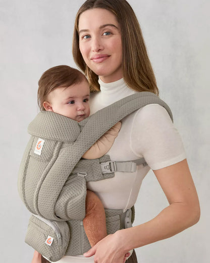 Ergobaby Omni Deluxe Mesh Baby Carrier-With 4 Carry Positions-SoftFlex Mesh For Easy Airflow-6 Storage Pockets-Adjustable Head Support-Breastfeeding Friendly-For 0 to 4Y (3.2 to 20 Kg)-Soft Olive
