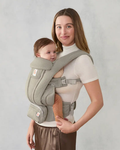 Ergobaby Omni Deluxe Mesh Baby Carrier-With 4 Carry Positions-SoftFlex Mesh For Easy Airflow-6 Storage Pockets-Adjustable Head Support-Breastfeeding Friendly-For 0 to 4Y (3.2 to 20 Kg)-Soft Olive