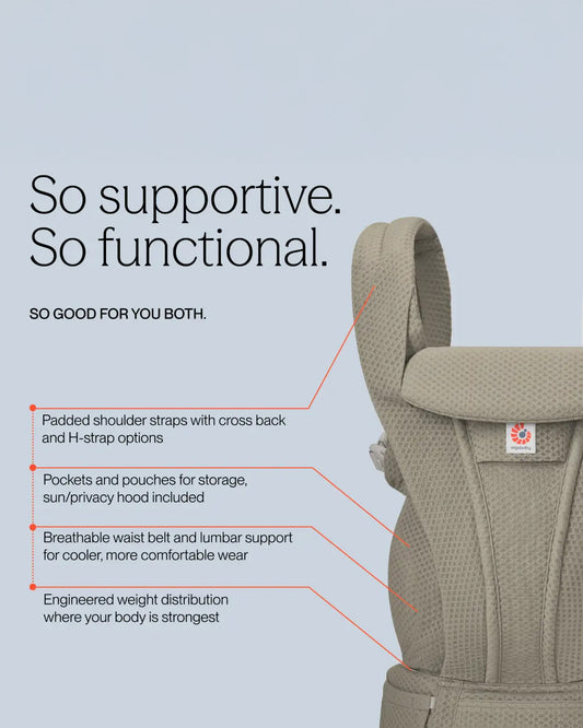 Ergobaby Omni Deluxe Mesh Baby Carrier-With 4 Carry Positions-SoftFlex Mesh For Easy Airflow-6 Storage Pockets-Adjustable Head Support-Breastfeeding Friendly-For 0 to 4Y (3.2 to 20 Kg)-Soft Olive