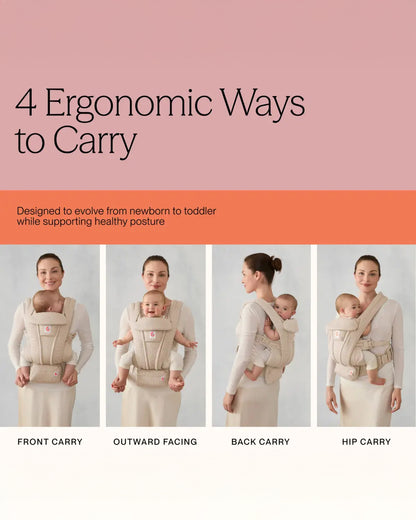 Ergobaby Omni Deluxe Mesh Baby Carrier-With 4 Carry Positions-SoftFlex Mesh For Easy Airflow-6 Storage Pockets-Adjustable Head Support-Breastfeeding Friendly-For 0 to 4Y (3.2 to 20 Kg)-Soft Olive