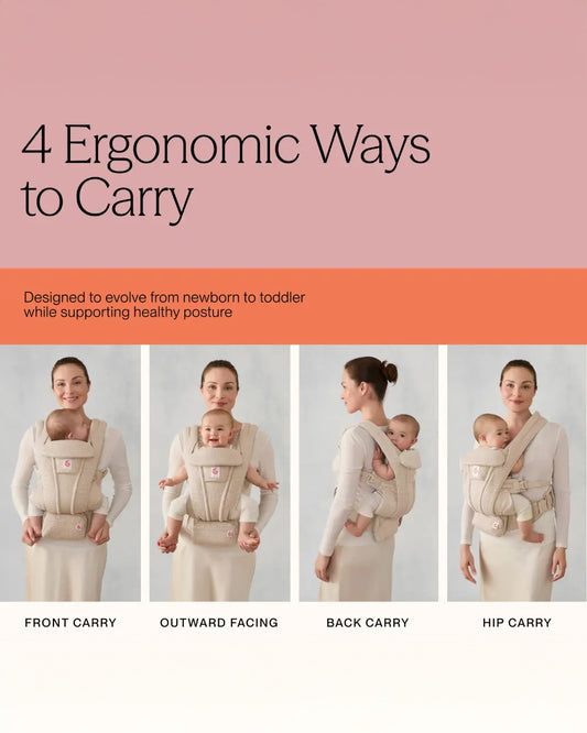 Ergobaby Omni Deluxe Mesh Baby Carrier-With 4 Carry Positions-SoftFlex Mesh For Easy Airflow-6 Storage Pockets-Adjustable Head Support-Breastfeeding Friendly-For 0 to 4Y (3.2 to 20 Kg)-Soft Olive
