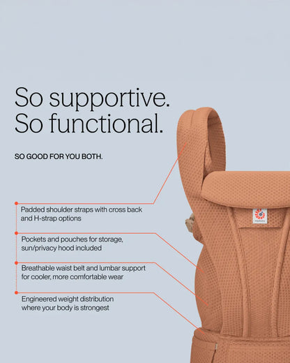 Ergobaby Omni Deluxe Mesh Baby Carrier-With 4 Carry Positions-SoftFlex Mesh For Easy Airflow-6 Storage Pockets-Adjustable Head Support-Breastfeeding Friendly-For 0 to 4Y (3.2 to 20 Kg)-Canyon Clay