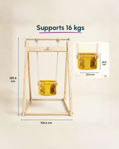 Curious Cub Wooden Swing Indoor Activity Playset-Secure & Foldable Design-For 1Y-5Y