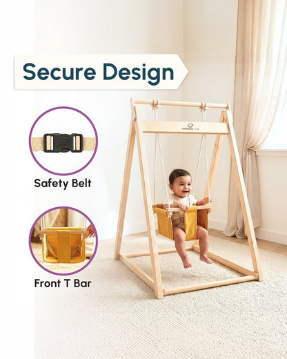 Curious Cub Wooden Swing Indoor Activity Playset-Secure & Foldable Design-For 1Y-5Y