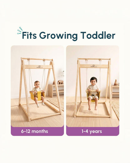 Curious Cub Wooden Swing Indoor Activity Playset-Secure & Foldable Design-For 1Y-5Y