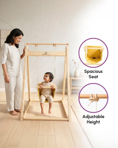 Curious Cub Wooden Swing Indoor Activity Playset-Secure & Foldable Design-For 1Y-5Y
