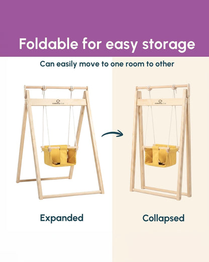 Curious Cub Wooden Swing Indoor Activity Playset-Secure & Foldable Design-For 1Y-5Y
