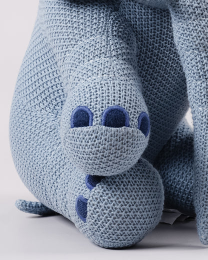 Pomme Safari Elephant Cotton Knitted Soft Toy-Plush Cuddly Toy For Newborn-Sky Blue