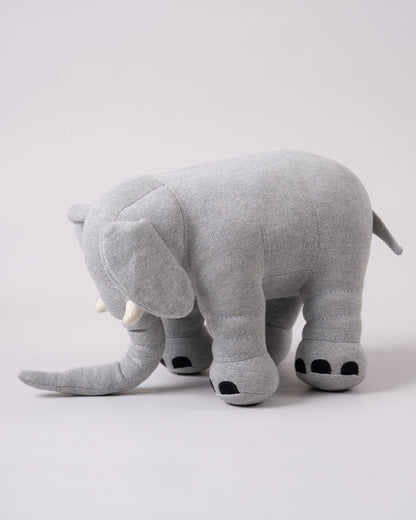 Pomme Safari Elephant Cotton Knitted Soft Toy-Plush Cuddly Toy For Newborn-Grey