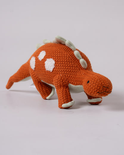 Pomme Rusty Stegosaurus Cotton Knitted Soft Toy-Plush Cuddly Toy For Newborn