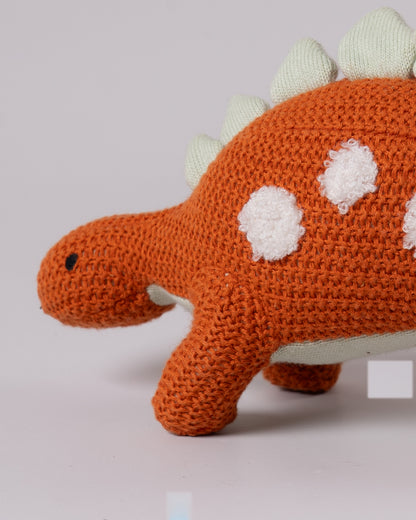 Pomme Rusty Stegosaurus Cotton Knitted Soft Toy-Plush Cuddly Toy For Newborn