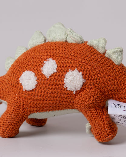 Pomme Rusty Stegosaurus Cotton Knitted Soft Toy-Plush Cuddly Toy For Newborn
