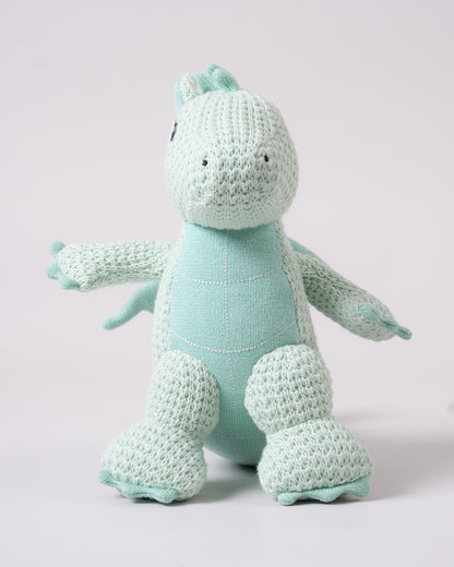 Pomme Dragon with Wings Cotton Knitted Soft Toy-Plush Cuddly Toy For Newborn-Mint Blue