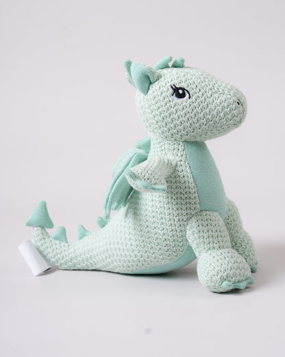 Pomme Dragon with Wings Cotton Knitted Soft Toy-Plush Cuddly Toy For Newborn-Mint Blue