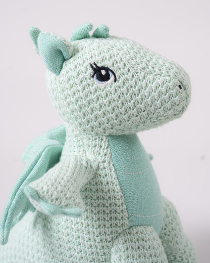Pomme Dragon with Wings Cotton Knitted Soft Toy-Plush Cuddly Toy For Newborn-Mint Blue