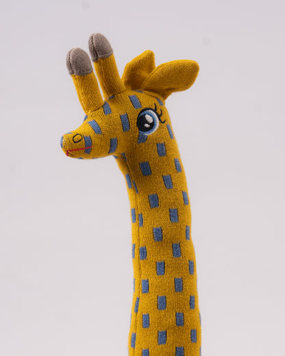 Pomme Giraffe With Wooden Cart-Knitted Push & Pull Toy-Soft & Cuddly-Easy to Wash-Improves Motor Skills-2M+