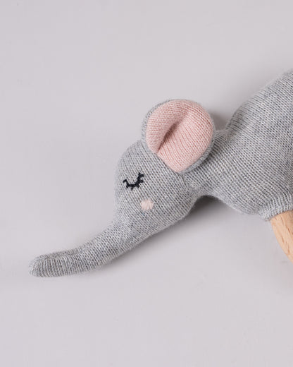 Pomme Elephant Knitted Ring Rattle Toy-Lightweight & Easy To Hold-For Infants