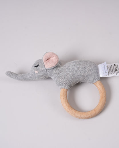 Pomme Elephant Knitted Ring Rattle Toy-Lightweight & Easy To Hold-For Infants