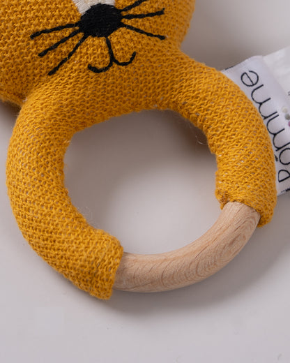 Pomme Smarty Fox Knitted Ring Rattle Toy-Lightweight & Easy To Hold-For Infants