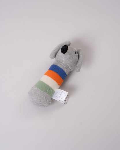 Pomme Playful Dog Knitted Stick Rattle Toy-Lightweight & Easy To Hold-For Infants