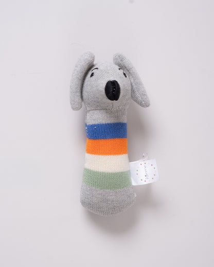 Pomme Playful Dog Knitted Stick Rattle Toy-Lightweight & Easy To Hold-For Infants