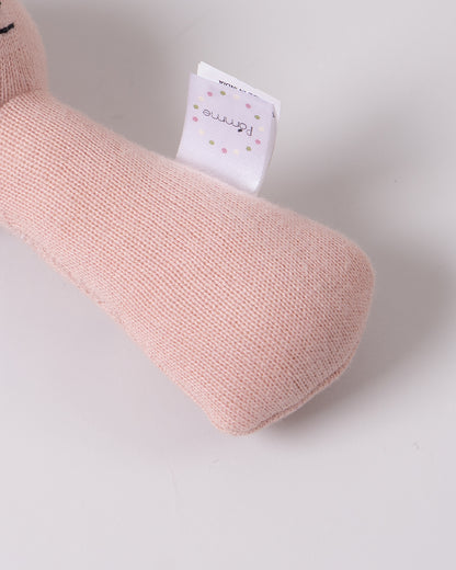 Pomme Shy Bunny Knitted Stick Rattle Toy-Lightweight & Easy To Hold-For Infants