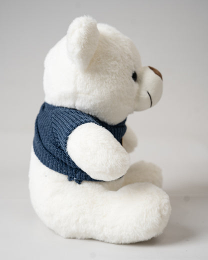 Just Bear Blue Sweater Soft Toy-Plush Cuddly & Huggable Bear-36M+