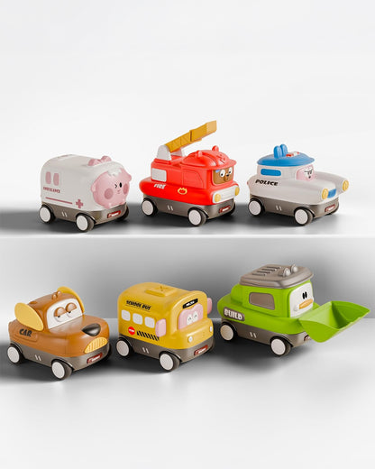 Toybie Magnetic Music Car Set-Smart Magnetic Interchangeable Design-Pack of 6-12M+