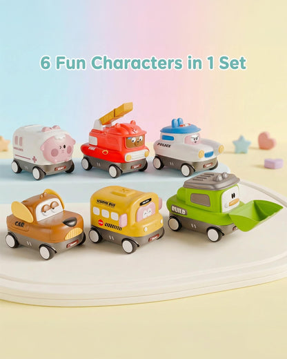 Toybie Magnetic Music Car Set-Smart Magnetic Interchangeable Design-Pack of 6-12M+