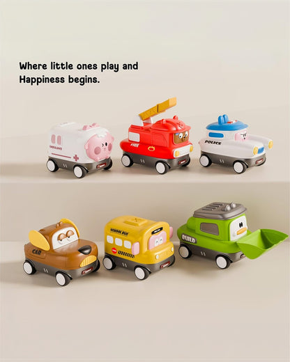 Toybie Magnetic Music Car Set-Smart Magnetic Interchangeable Design-Pack of 6-12M+