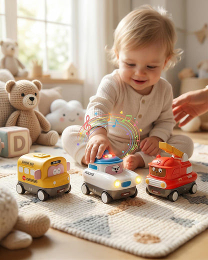 Toybie Magnetic Music Car Set-Smart Magnetic Interchangeable Design-Pack of 6-12M+