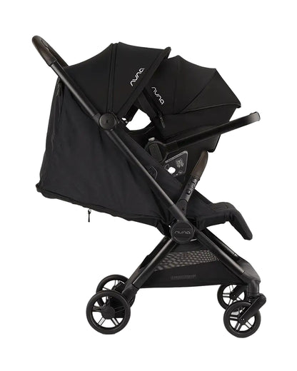 Nuna Via Cabn-Cabin Approved Stroller-One Hand Fold-Flat Reclining Seat-Car Seat Compatible-Includes Travel Bag-2 Years Warranty-For 0 to 4Y (Upto 22 kg)-Caviar